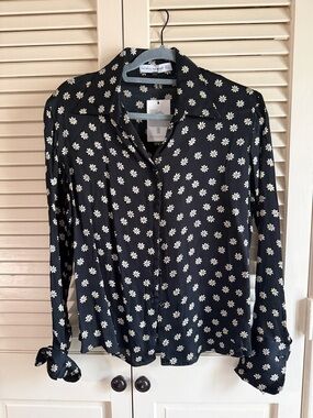 Faithfull the Brand Black Daisy Button-Down Shirt